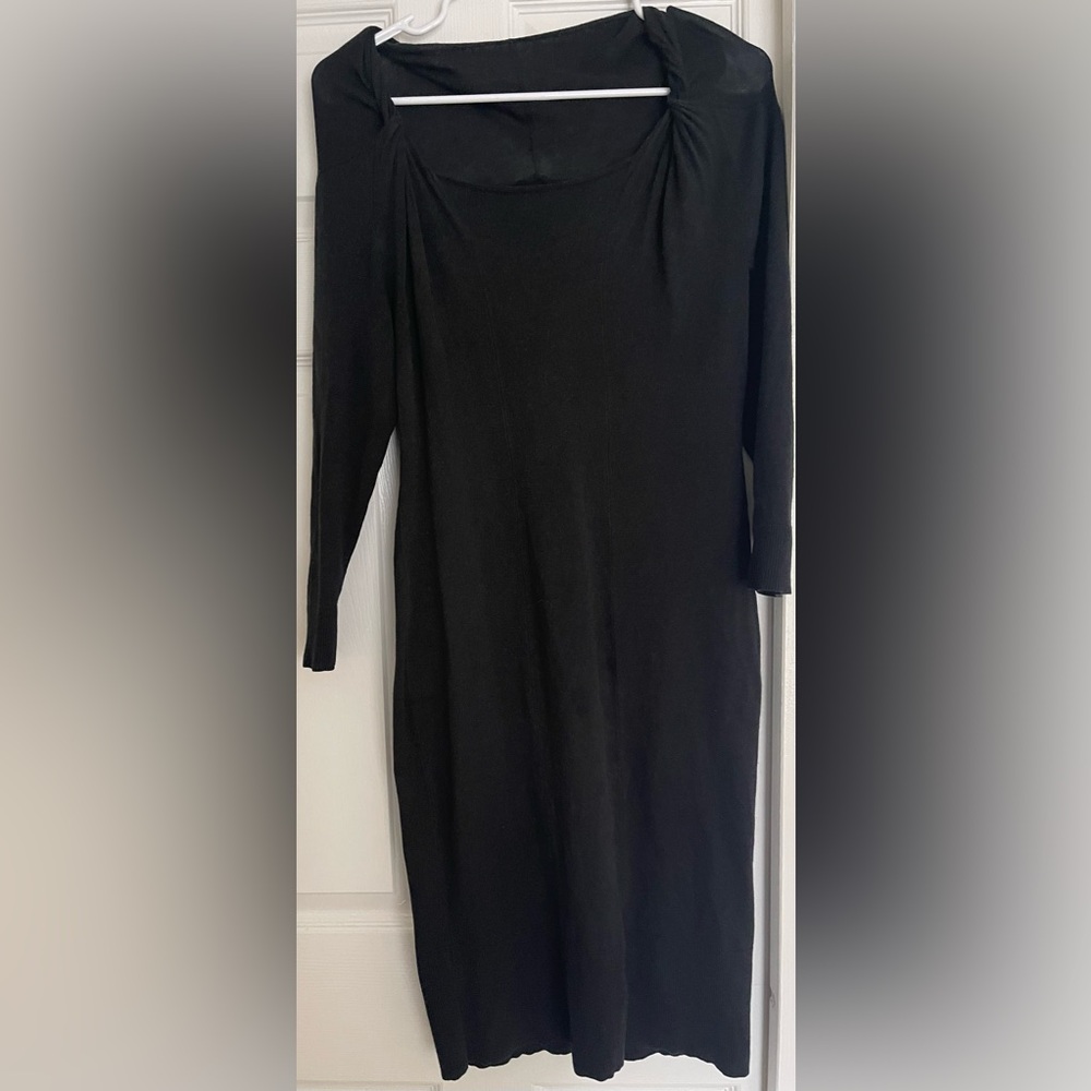 Banana Republic Black Dress Size M DATE NIGHT Hugging Silk Cashmere Wool Lycra